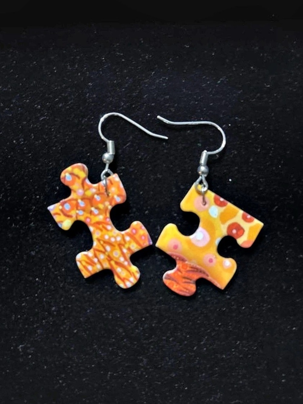 Puzzle Piece Earrings in Orange & Yellow